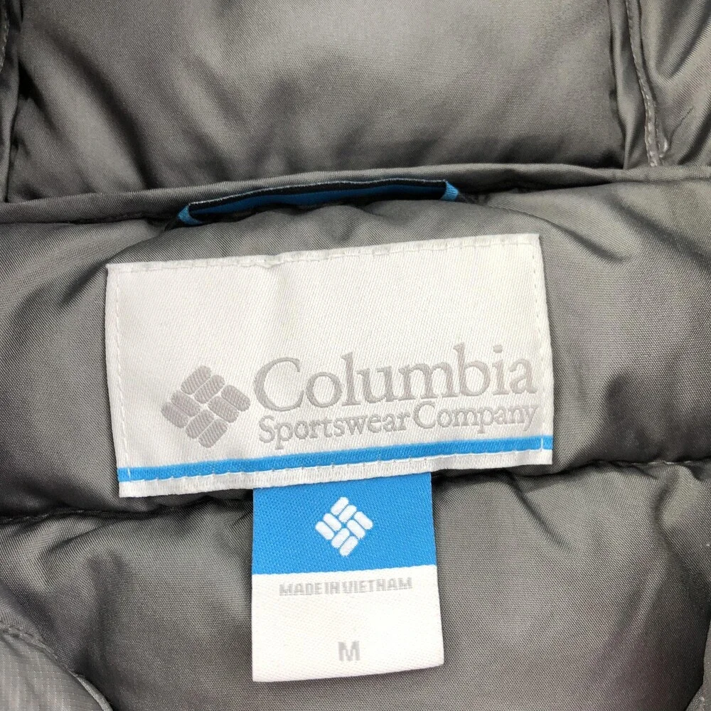 Columbia Jacket Mens Medium Gray Puffer Hooded Full Zip Insulated Outdoor
